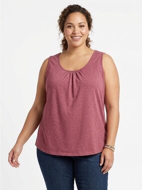 Pinspark Women’s Sleeveless Scoop Neck Tank - Dusty Rose Size 3x